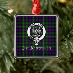 Ornement Carré Argenté Clan Abercrombie Crest Badge & Tartan