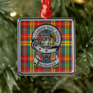 Ornement Carré Argenté Clan Buchanan Crest Badge & Tartan