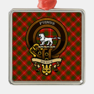 Ornement Carré Argenté Clan écossais Bruce Badge et Crest Armoiries