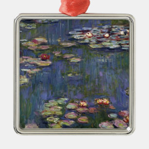 Ornement Carré Argenté Claude Monet Impressionniste L'Eau Lillies Peintur