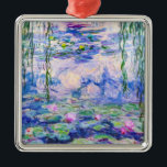 Ornement Carré Argenté Claude Monet - Nymphéas / Nymphéas 1919<br><div class="desc">Nymphéas (W.1852) - Claude Monet,  Huile sur toile,  1916-1919</div>