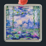 Ornement Carré Argenté Claude Monet - Nymphéas / Nymphéas 1919<br><div class="desc">Nymphéas (W.1852) - Claude Monet,  Huile sur toile,  1916-1919</div>