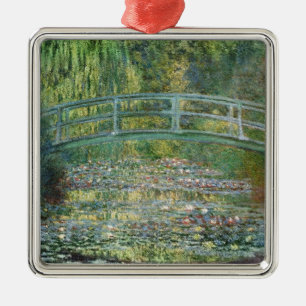 Ornement Carré Argenté Claude Monet Pont Japonais Art Nymphéa