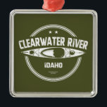 Ornement Carré Argenté Clearwater River Idaho Kayak<br><div class="desc">La rivière Clearwater de Middle Fork Dans l'Idaho comprend les rivières Lochsa et Selway et une partie de la route d'exploration de Lewis et Clark le long de la rivière Lochsa.</div>