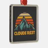 Ornement Carré Argenté Clouds Rest Mountain Yosemite Retro Turquoise (Droite)
