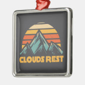 Ornement Carré Argenté Clouds Rest Mountain Yosemite Retro Turquoise (Gauche)