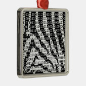 Ornement Carré Argenté Code binaire Zebra noir et blanc (Droite)