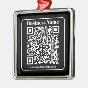 Ornement Carré Argenté Code QR éditable Noir & Blanc Style Rétro Moderne