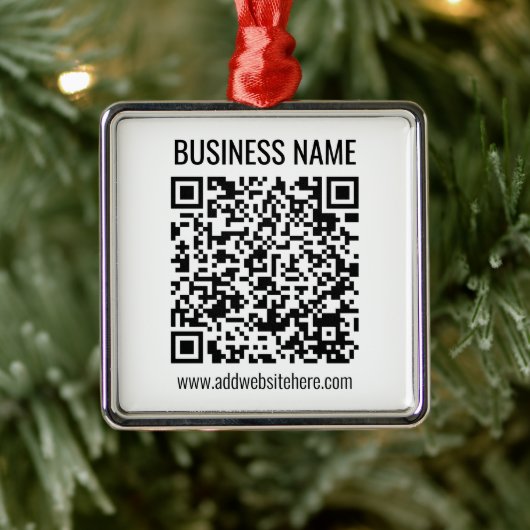Ornement Carré Argenté Code QR instantané (entrez l'URL de votre site Web (Arbre)