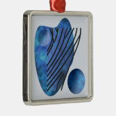 Ornement Carré Argenté Coeur bleu (Droite)