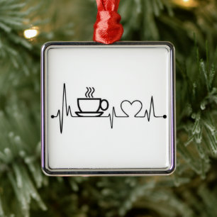 ORNEMENT CARRÉ ARGENTÉ ***COFFEE LOVER'S*** AMUSANT ANYTIME ORNAMENT