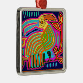 Ornement Carré Argenté Collage de Kuna Indian Mola (Droite)