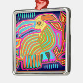 Ornement Carré Argenté Collage de Kuna Indian Mola (Gauche)