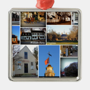 Ornement Carré Argenté Collage de Williamsburg