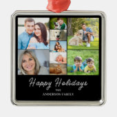 Ornement Carré Argenté Collage photo Noël 9 (Devant)