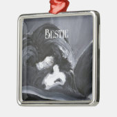 Ornement Carré Argenté Collie Bordure Possédant Peinture personnalisée (Gauche)