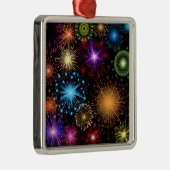 Ornement Carré Argenté Colourful fireworks New Year (Droite)