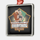 Ornement Carré Argenté Combattant d'attitude (Gauche)