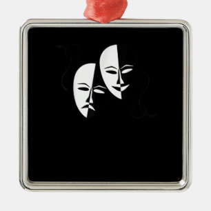 Ornement Carré Argenté Comédie Tragédie Masques Acteur Cadeau