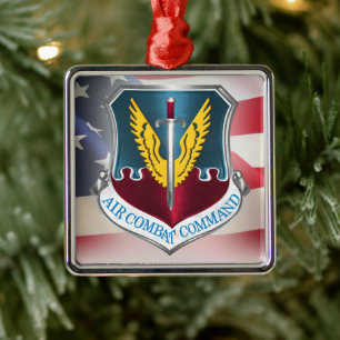 Ornement Carré Argenté Commandement du combat aérien - Noël de l'"ACC"