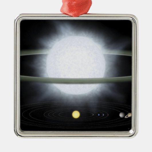 Ornement Carré Argenté Comparaison de la taille d'une étoile hypergiante (Devant)