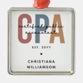 Ornement Carré Argenté Comptable Public Certifié CPA Retro (Devant)