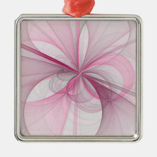 Ornement Carré Argenté Conception Abstraite de fractal rose pâle moderne