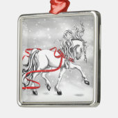 Ornement Carré Argenté Conception blanche de Noël d'étalon (Gauche)