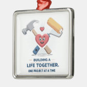 Ornement Carré Argenté Construire une vie ensemble | Cute do-it-yourself (Gauche)