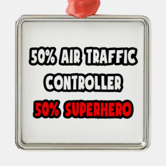 Ornement Carré Argenté Contrôleur de la circulation aérienne à moitié ...