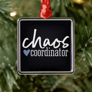 ORNEMENT CARRÉ ARGENTÉ *COORDONNATEUR CHAOS* AMUSANT UN ORNAMNEMENT À TO