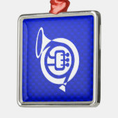 Ornement Carré Argenté Cor de harmonie bleu (Gauche)