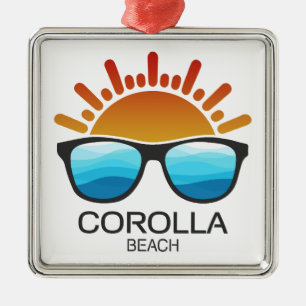 Ornement Carré Argenté Corolla Beach Caroline du Nord Lunettes de soleil