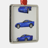 Ornement Carré Argenté Corvette bleue : (Droite)