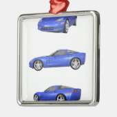 Ornement Carré Argenté Corvette bleue : (Gauche)