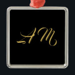 Ornement Carré Argenté Couleurs d'or noir Monogramme Calligraphie initial<br><div class="desc">Représenter ce design moderne et élégant. Ce modèle peut être customisé pour répondre à tous les métiers professionnels.</div>