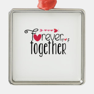 Ornement Carré Argenté Couple Cadeau Forever Ensemble