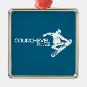 Ornement Carré Argenté Courchevel France Snowboardeur