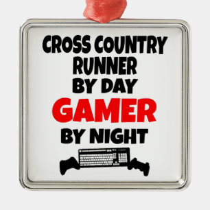 Ornement Carré Argenté Coureur de pays Gamer Cross
