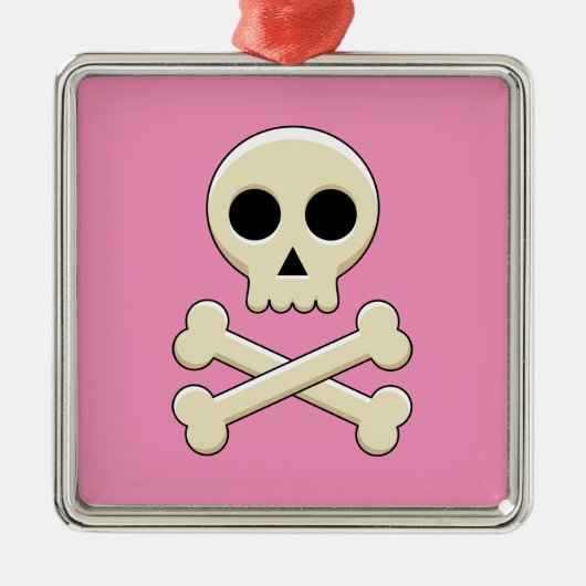 Ornement Carré Argenté Crâne avec os (Devant)