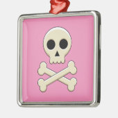 Ornement Carré Argenté Crâne avec os (Gauche)