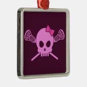 Ornement Carré Argenté Crâne de lacrosse de fille (Droite)