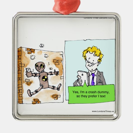 Ornement Carré Argenté Crash Texte idiot drôle (Devant)