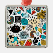 Ornement Carré Argenté Crazy head (Devant)