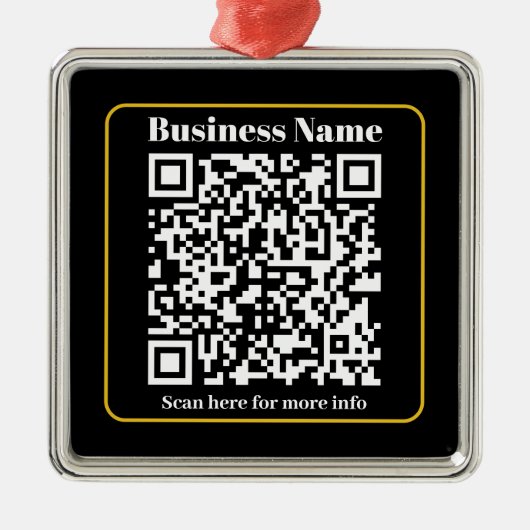 Ornement Carré Argenté Créer un code QR d'entreprise instantanément scann (Devant)