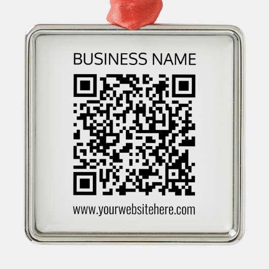 Ornement Carré Argenté Créer un code QR d'entreprise Texte instantané et (Devant)