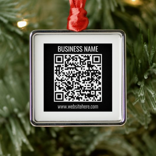 Ornement Carré Argenté Créer un code QR moderne instantanément (Arbre)
