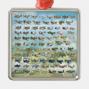 Ornement Carré Argenté créer votre propre caricature d'avion