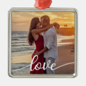 Ornement Carré Argenté Créez votre propre script d'amour Romantique Coupl (Devant)