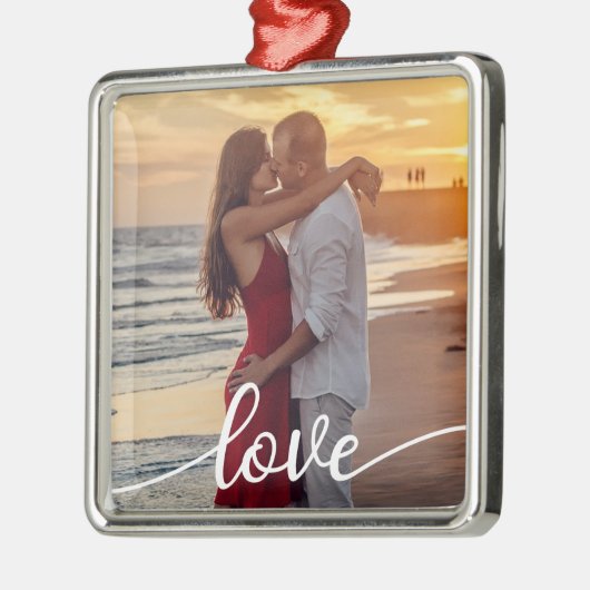 Ornement Carré Argenté Créez votre propre script d'amour Romantique Coupl (Gauche)